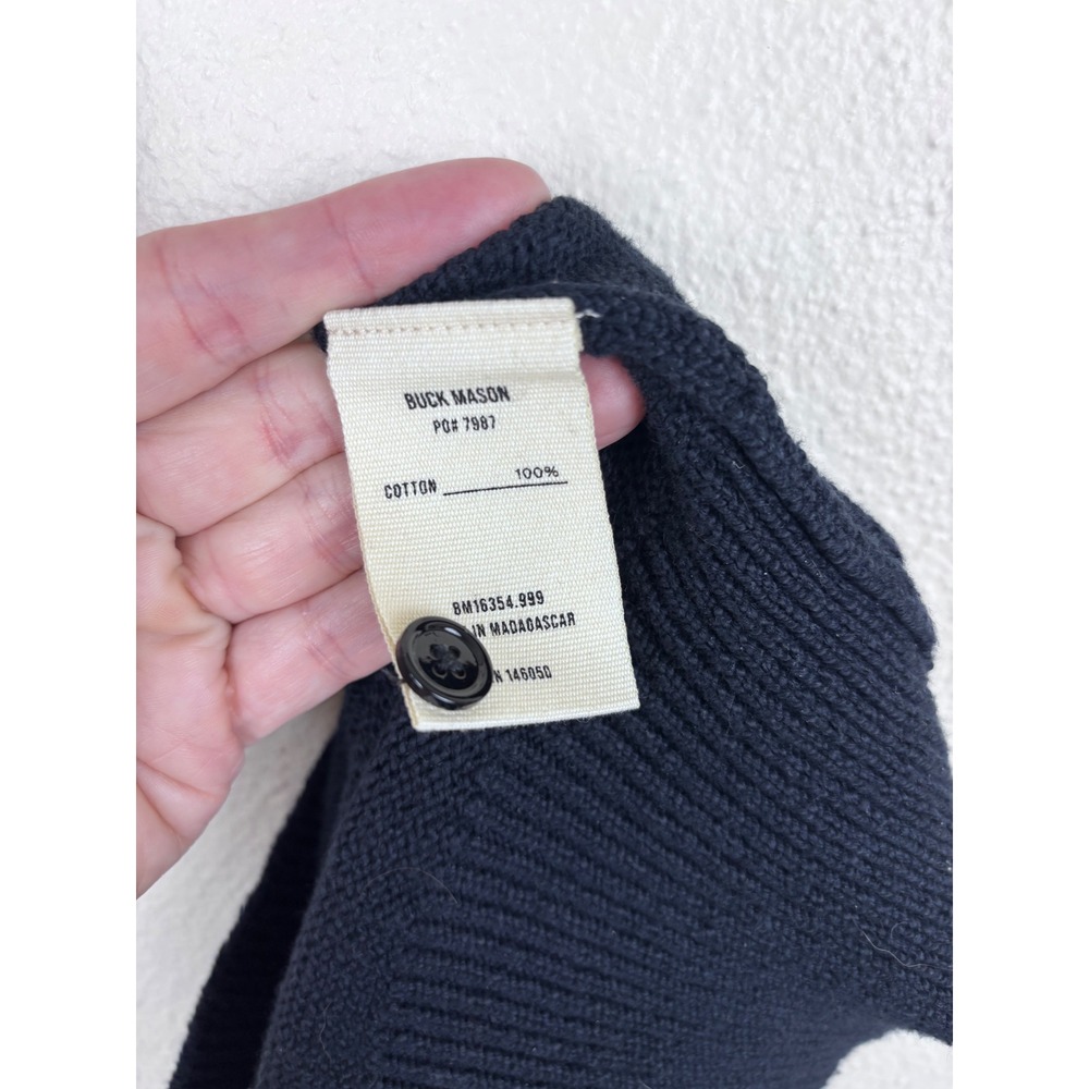 Buck Mason Polo Sweater Mens M Black 100% Cotton Long Sleeve Academic Preppy - Picture 6 of 6